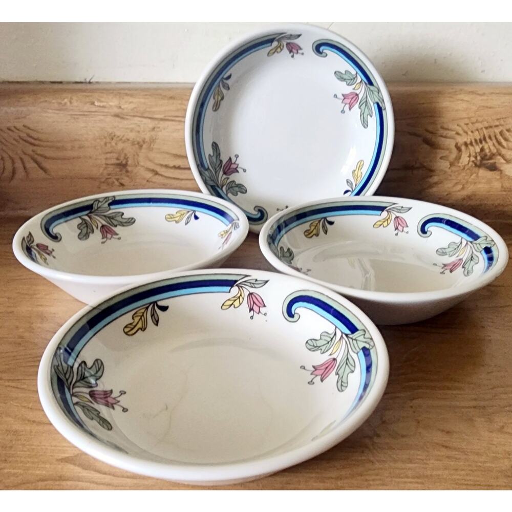 FLAW ~ 4 Homer Laughlin Best China Floral 4 1/2" Porcelain Berry Bowls ZB11